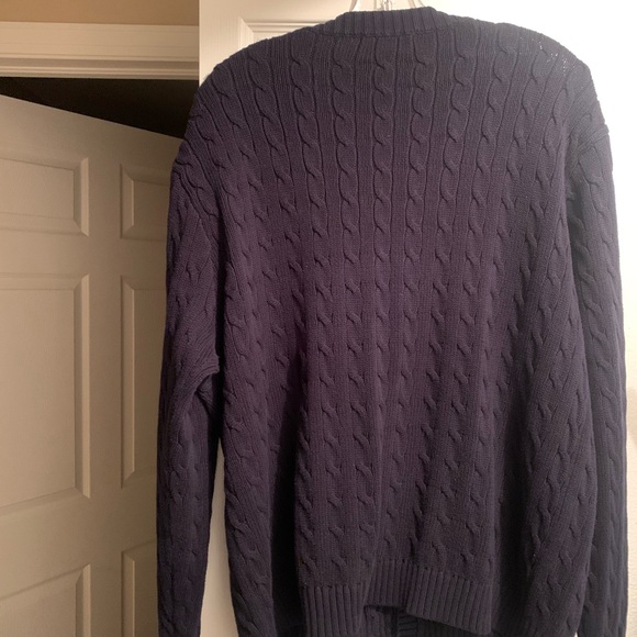 Brandy Melville Navy Cotton Cable Knit Cardigan Oversized Fit - Picture 3 of 4